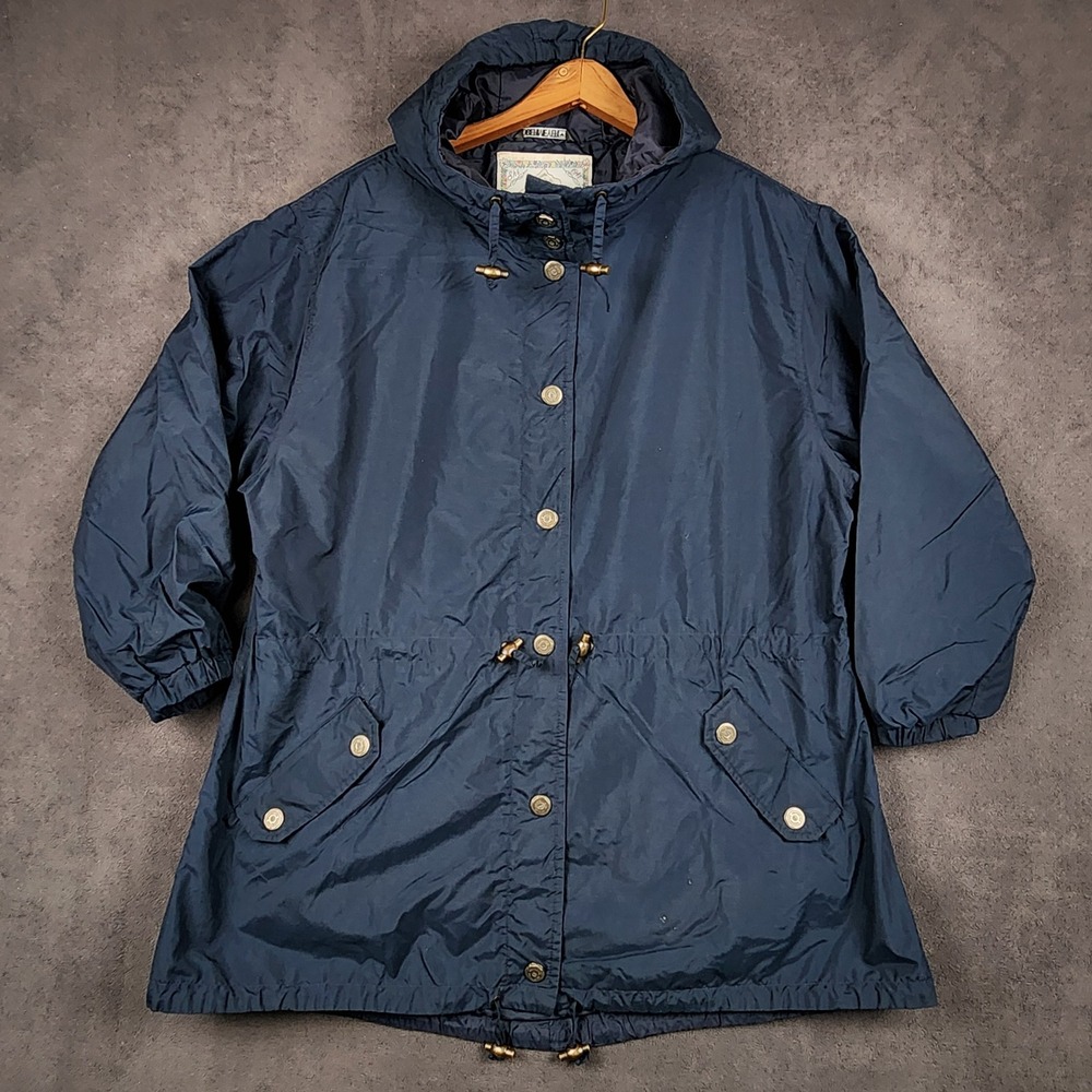 Vintage Obermeyer Pamela Ski Jacket Womens 10 Navy Blue Hooded Nylon Lightweight